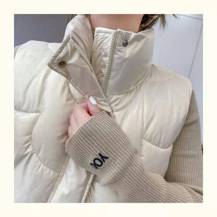 Women's Puffer Vest Zip Up Sleeveless Stand Collar Vest Jacket