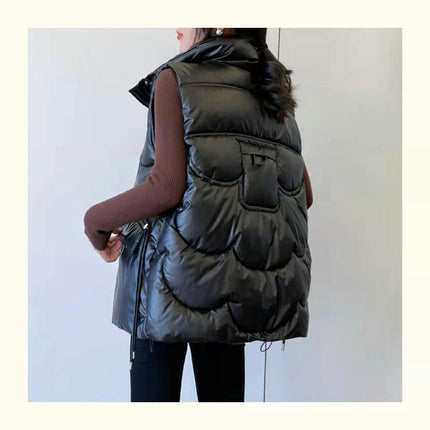 Women's Puffer Vest Zip Up Sleeveless Stand Collar Vest Jacket