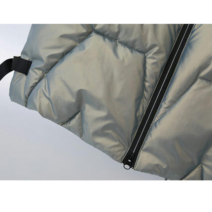 Womens Long Puffer Vest Full-Zip Hooded Sleeveless Down Jacket Coats