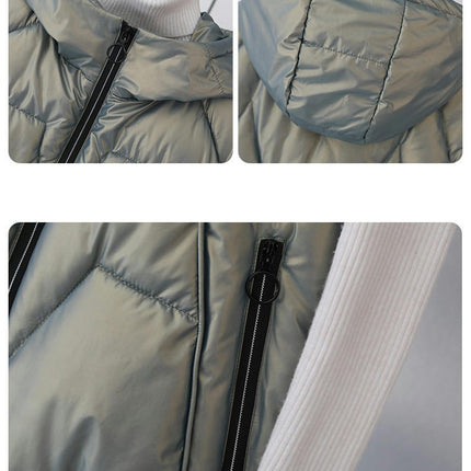 Womens Long Puffer Vest Full-Zip Hooded Sleeveless Down Jacket Coats