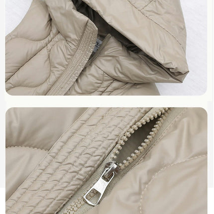 Women's Long Puffer Vest Sleeveless Full-Zip Jacket Coats with Hood