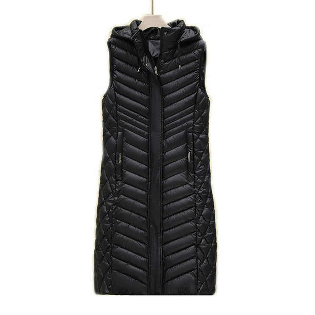 Women's Long Puffer Vest Winter Hooded Sleeveless Quilted Vest Jacket