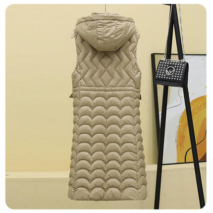Women's Long Sleeveless Puffer Vest Winter Hooded Vest Jacket
