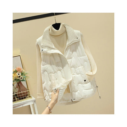 Women's Quilted Puffer Vest Stand Collar Sleeveless Gilet with Pockets