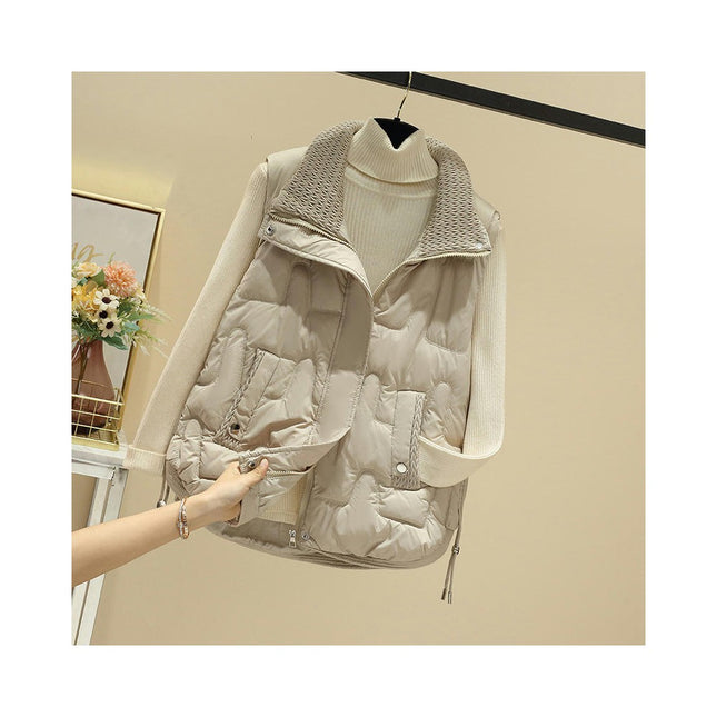 Women's Quilted Puffer Vest Stand Collar Sleeveless Gilet with Pockets