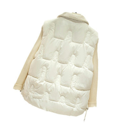 Women's Quilted Puffer Vest Stand Collar Sleeveless Gilet with Pockets