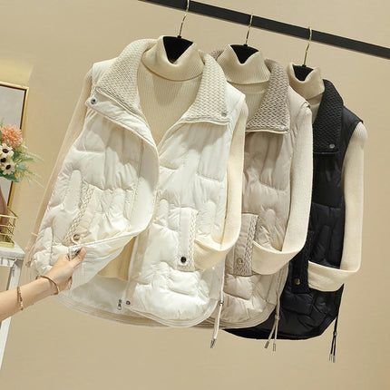 Women's Quilted Puffer Vest Stand Collar Sleeveless Gilet with Pockets