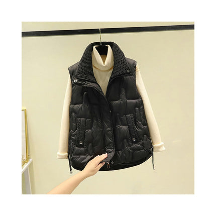 Women's Zip Up Puffer Vest Stand Collar Sleeveless Gilet with Pockets