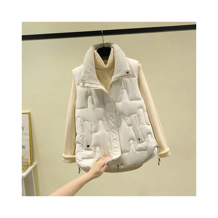 Women's Zip Up Puffer Vest Stand Collar Sleeveless Gilet with Pockets