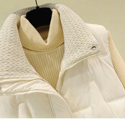 Women's Zip Up Puffer Vest Stand Collar Sleeveless Gilet with Pockets