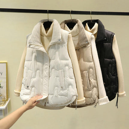 Women's Zip Up Puffer Vest Stand Collar Sleeveless Gilet with Pockets