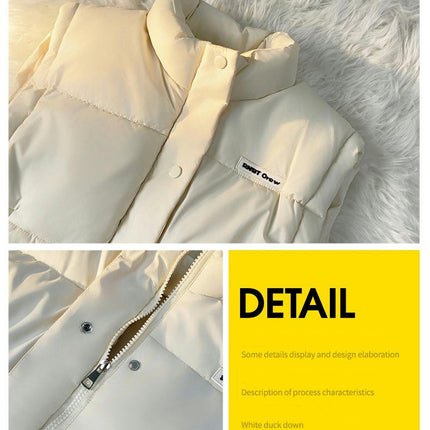 Womens Puffer Vest Stand Collar Zip Up Sleeveless Gilet Coat with Pockets