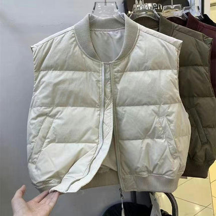 Women's Quilted Crop Top Puffer Vest Zip Up Jackets Gilet with Pockets