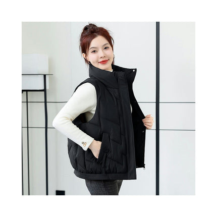 Women's Winter Warm Vest Sleeveless Zip Up Stand Collar Puffer Vest Gilet