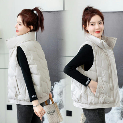 Women's Winter Warm Vest Sleeveless Zip Up Stand Collar Puffer Vest Gilet