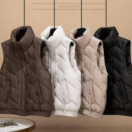 Women's Winter Warm Vest Sleeveless Zip Up Stand Collar Puffer Vest Gilet