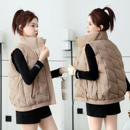 Women's Winter Warm Vest Sleeveless Zip Up Stand Collar Puffer Vest Gilet