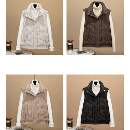 Women's Winter Warm Vest Sleeveless Zip Up Stand Collar Puffer Vest Gilet