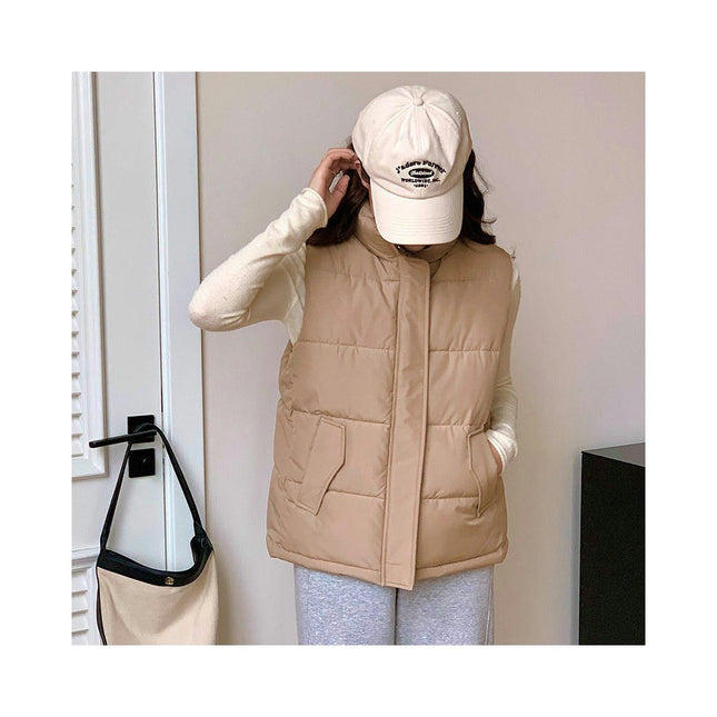Womens Puffer Vest Zip Up Sleeveless Stand Collar Warm Outerwear Gilet