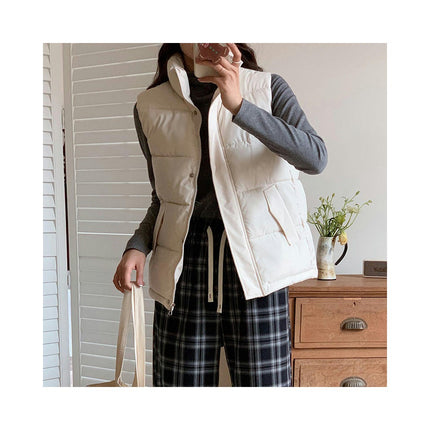 Womens Puffer Vest Zip Up Sleeveless Stand Collar Warm Outerwear Gilet