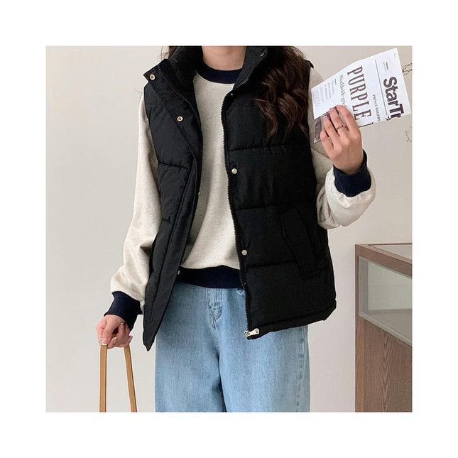 Womens Puffer Vest Zip Up Sleeveless Stand Collar Warm Outerwear Gilet
