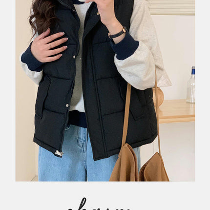 Womens Puffer Vest Zip Up Sleeveless Stand Collar Warm Outerwear Gilet