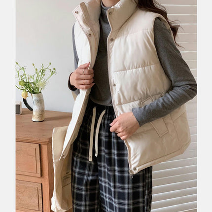 Womens Puffer Vest Zip Up Sleeveless Stand Collar Warm Outerwear Gilet