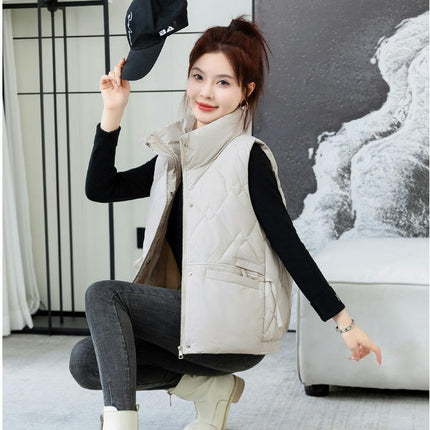 Womens Zip Up Puffer Vest Stand Collar Sleeveless Gilet Jacket