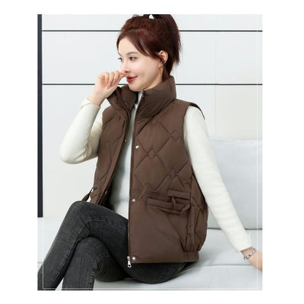 Womens Zip Up Puffer Vest Stand Collar Sleeveless Gilet Jacket