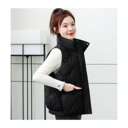 Womens Zip Up Puffer Vest Stand Collar Sleeveless Gilet Jacket