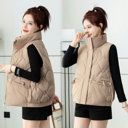 Womens Zip Up Puffer Vest Stand Collar Sleeveless Gilet Jacket