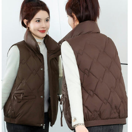 Womens Zip Up Puffer Vest Stand Collar Sleeveless Gilet Jacket