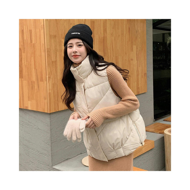 Women's Puffer Vest Sleeveless Zip Up Winter Gilet Jacket with Pockets