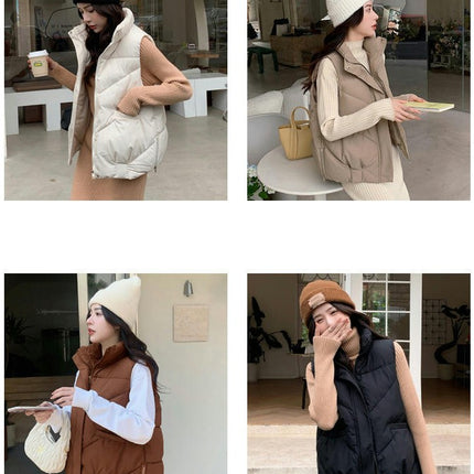 Women's Puffer Vest Sleeveless Zip Up Winter Gilet Jacket with Pockets