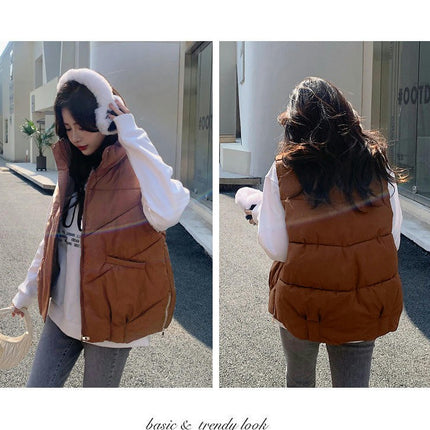 Women's Puffer Vest Sleeveless Zip Up Winter Gilet Jacket with Pockets