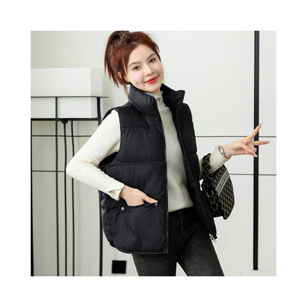 Womens Puffer Vest Zip Up Sleeveless Puffy Jacket Stand Collar Gilet