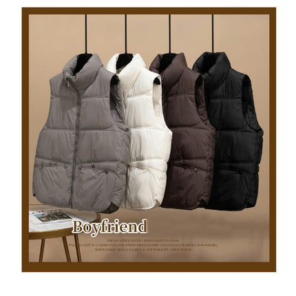 Womens Puffer Vest Zip Up Sleeveless Puffy Jacket Stand Collar Gilet