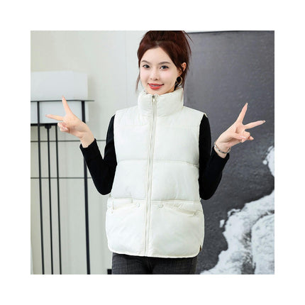 Womens Puffer Vest Zip Up Sleeveless Puffy Jacket Stand Collar Gilet