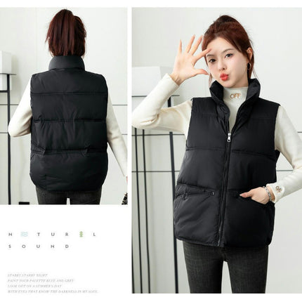 Womens Puffer Vest Zip Up Sleeveless Puffy Jacket Stand Collar Gilet