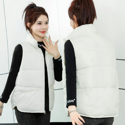 Womens Puffer Vest Zip Up Sleeveless Puffy Jacket Stand Collar Gilet