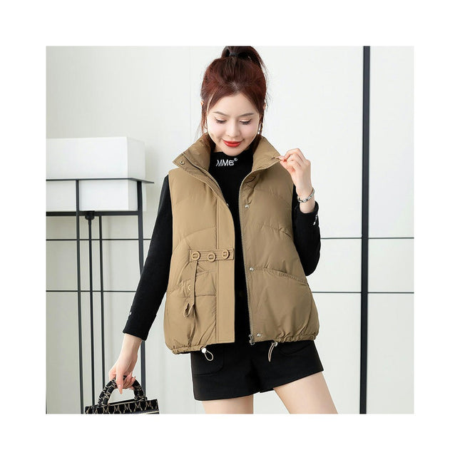 Women Puffer Vest Sleeveless Stand Collar Zip Up Winter Gilet Jacket Coat