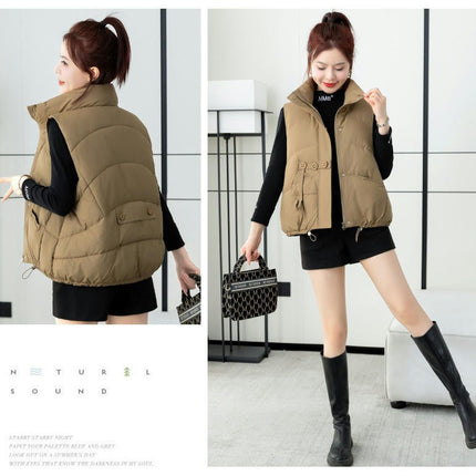 Women Puffer Vest Sleeveless Stand Collar Zip Up Winter Gilet Jacket Coat