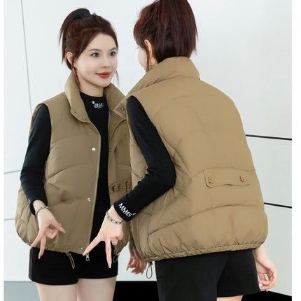 Women Puffer Vest Sleeveless Stand Collar Zip Up Winter Gilet Jacket Coat