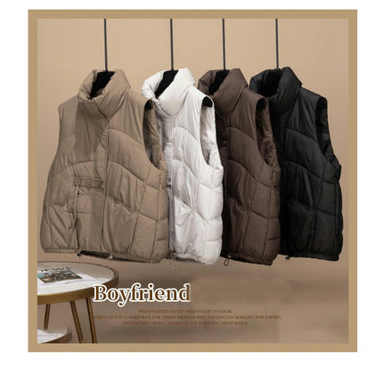 Women Puffer Vest Sleeveless Stand Collar Zip Up Winter Gilet Jacket Coat