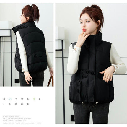 Women Puffer Vest Sleeveless Stand Collar Zip Up Winter Gilet Jacket Coat