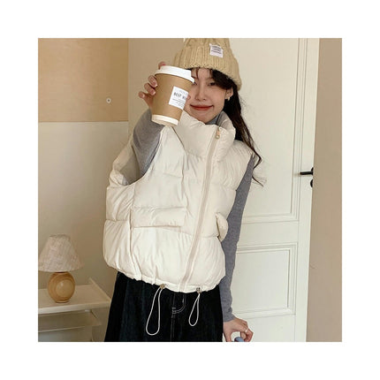 Womens Puffer Vest Sleeveless Zip Up Stand Collar Winter Gilet Jacket