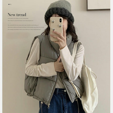 Womens Puffer Vest Sleeveless Zip Up Stand Collar Winter Gilet Jacket