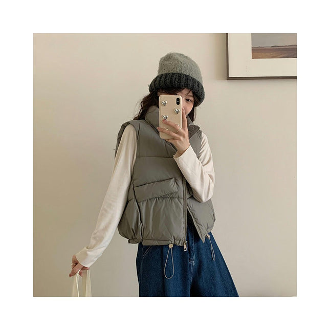 Womens Puffer Vest Sleeveless Zip Up Stand Collar Winter Gilet Jacket
