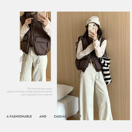 Womens Puffer Vest Sleeveless Zip Up Stand Collar Winter Gilet Jacket