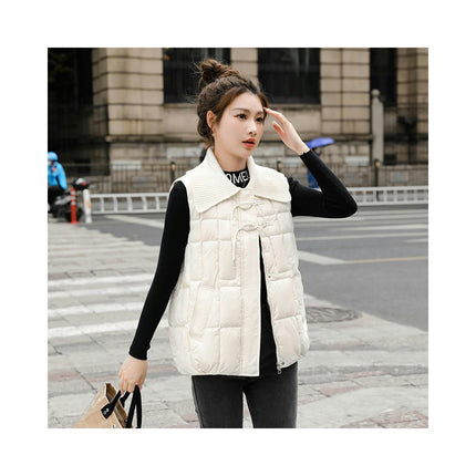 Womens Puffer Vest Sleeveless Quilted Zip Up Winter Gilet Jacket with Pockets
